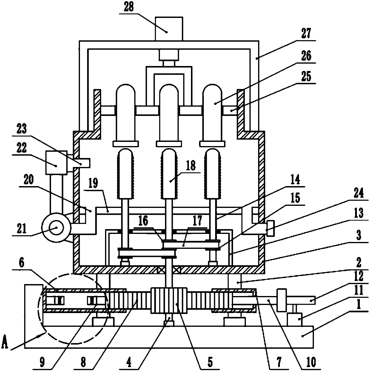 Efficient sampling test tube cleaning device for hospital clinical laboratory