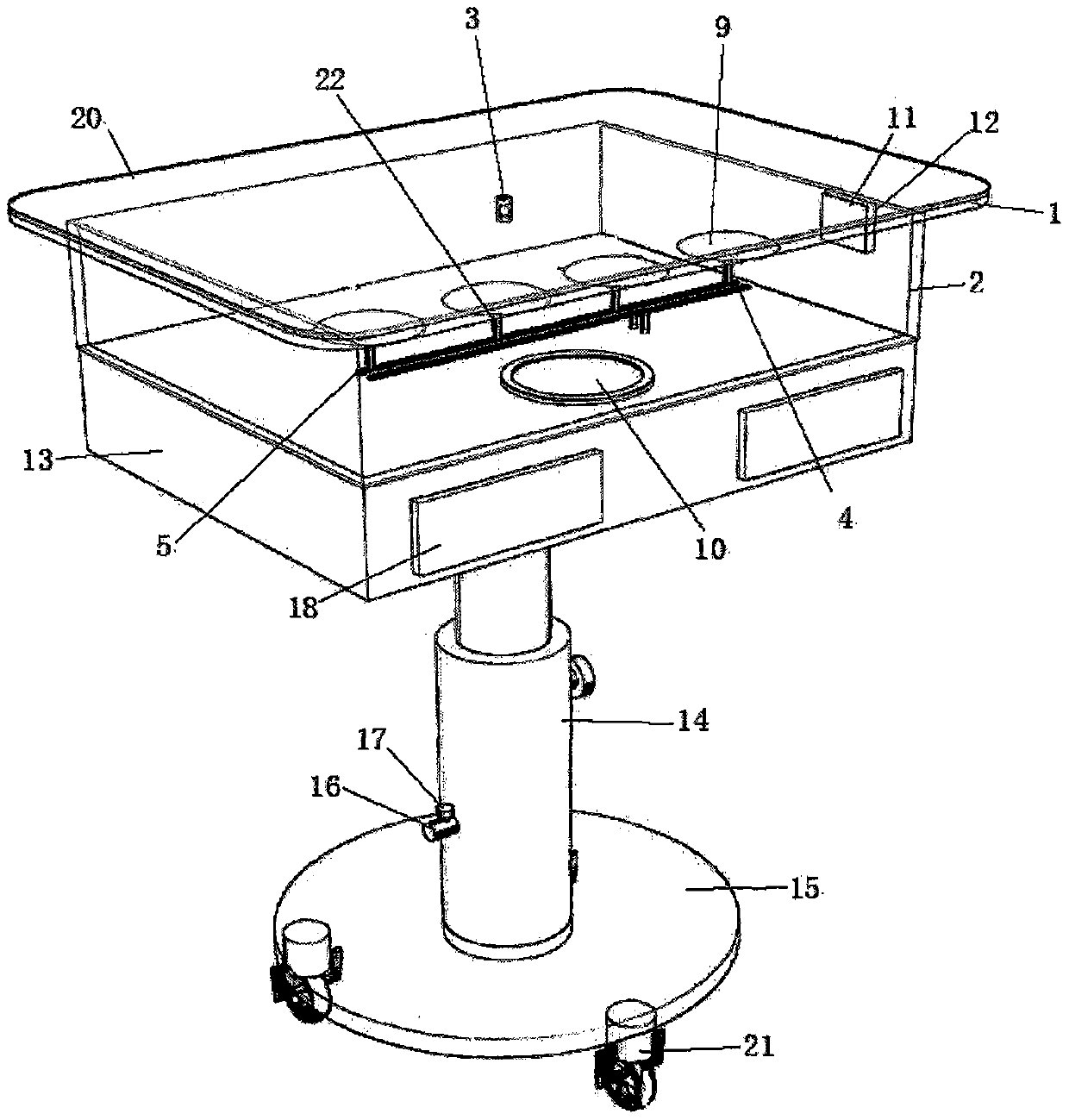 Aquarium dining table with controlled air bubbles