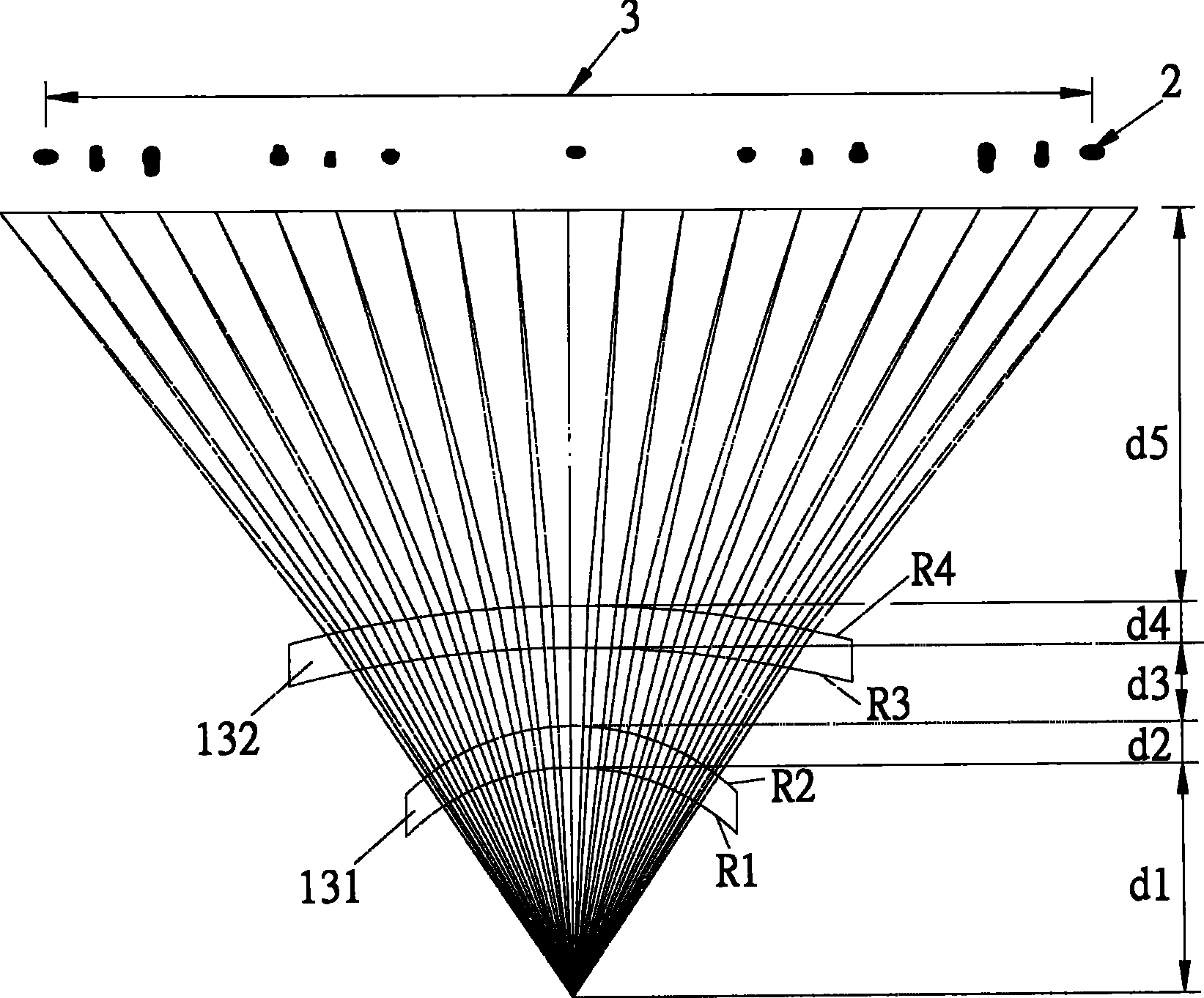 Two-chip type f Theta lens of microcomputer electric laser scanning device