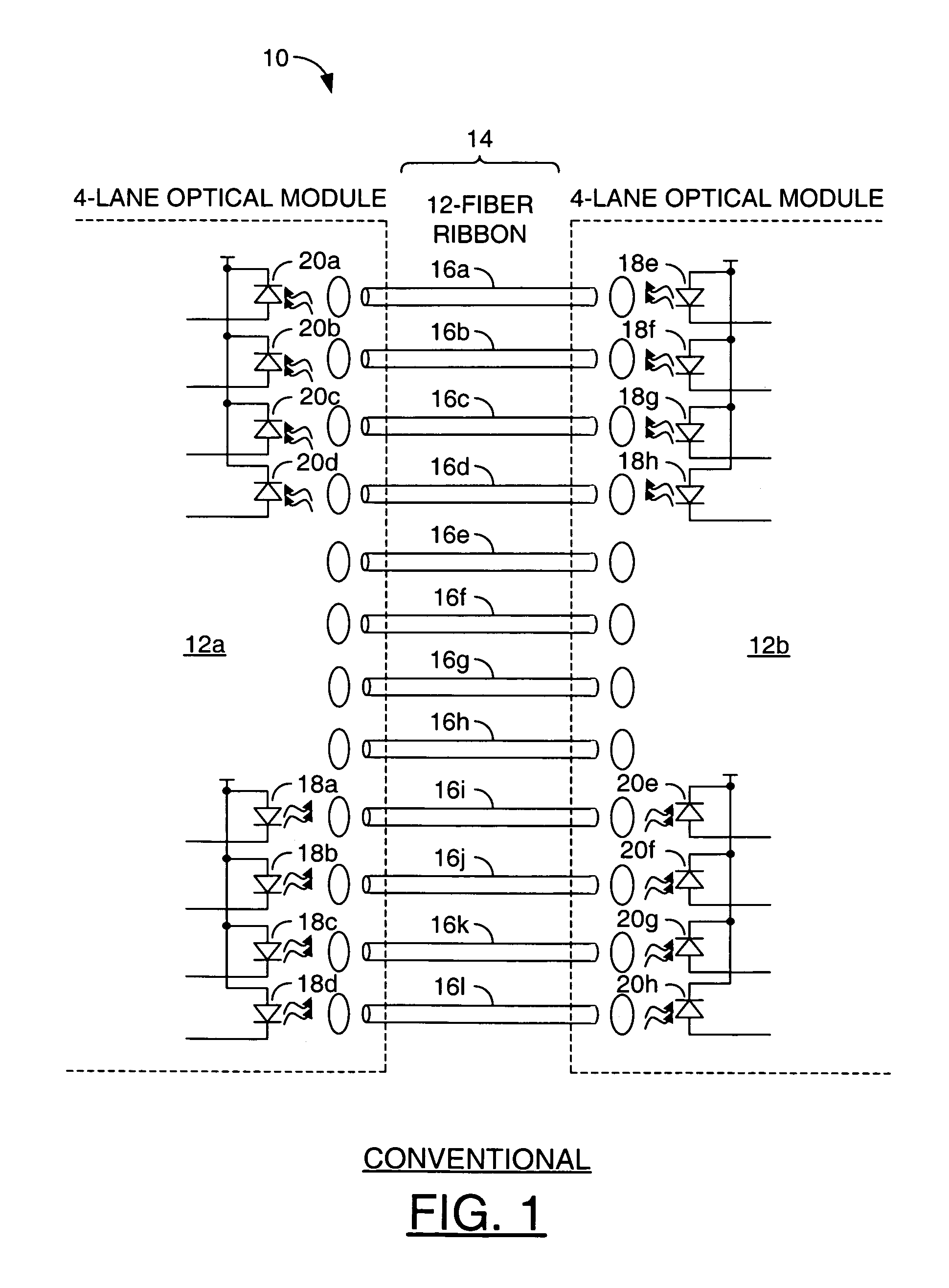 Out of band communications link for 4-lane optical modules using dark fibers and low-bandwidth LEDs