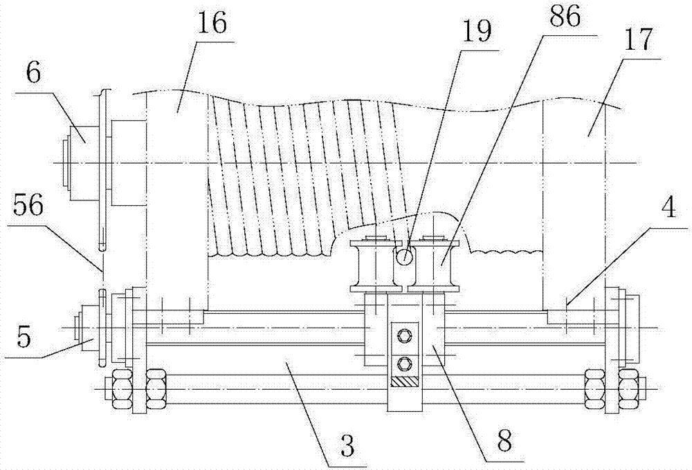 Hoist rope guide with guiding-rod type adjustable rope guiding device