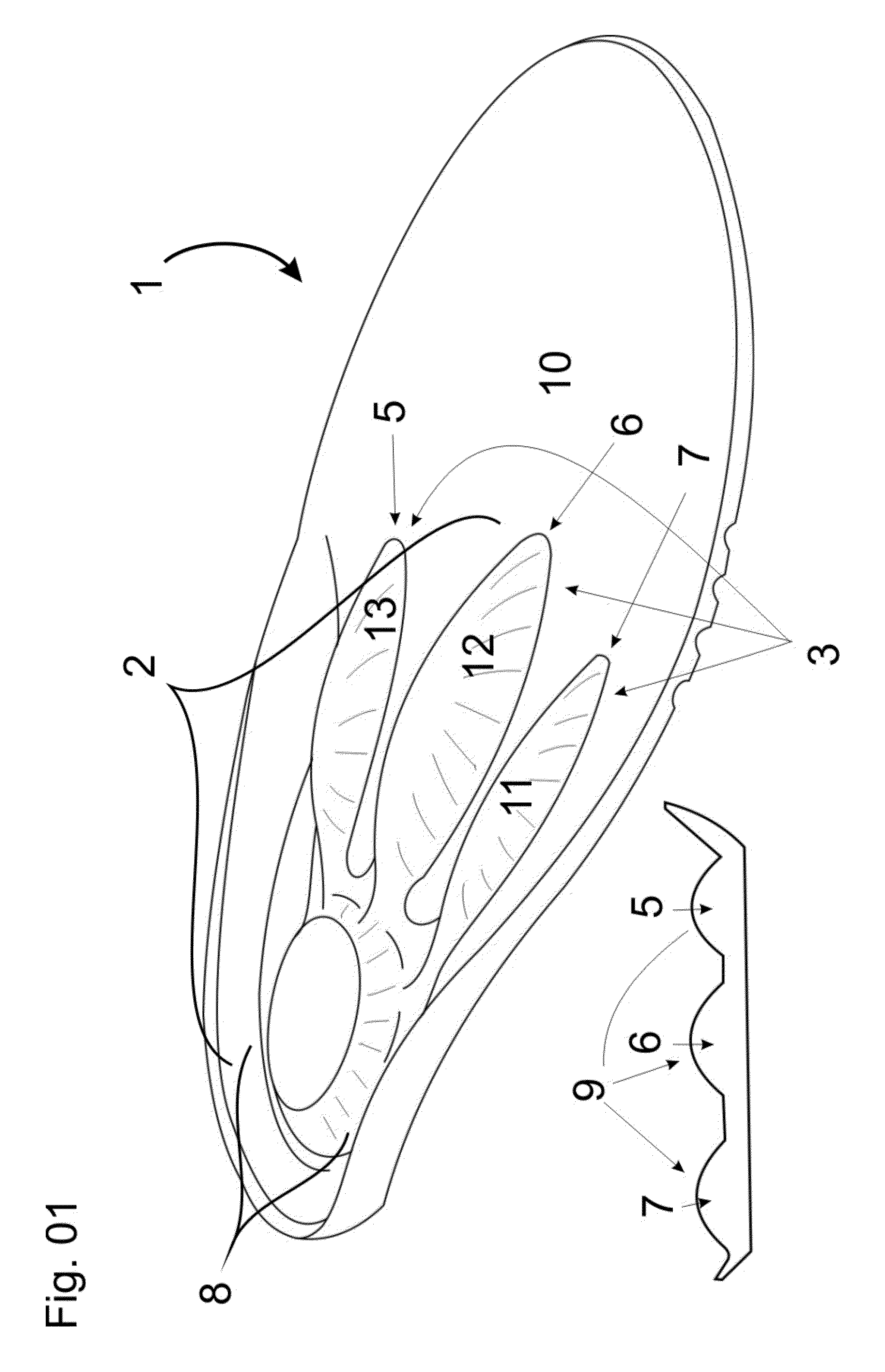 Shoe Insole or Midsole with a Tri-Dome Configuration for Foot Rehabilitation