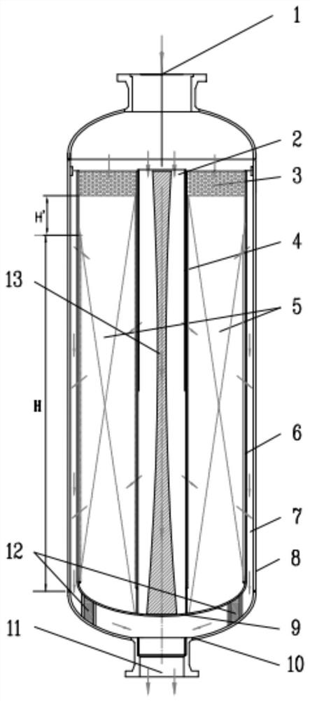 Low pressure drop z-type radial centrifugal flow fixed bed reactor