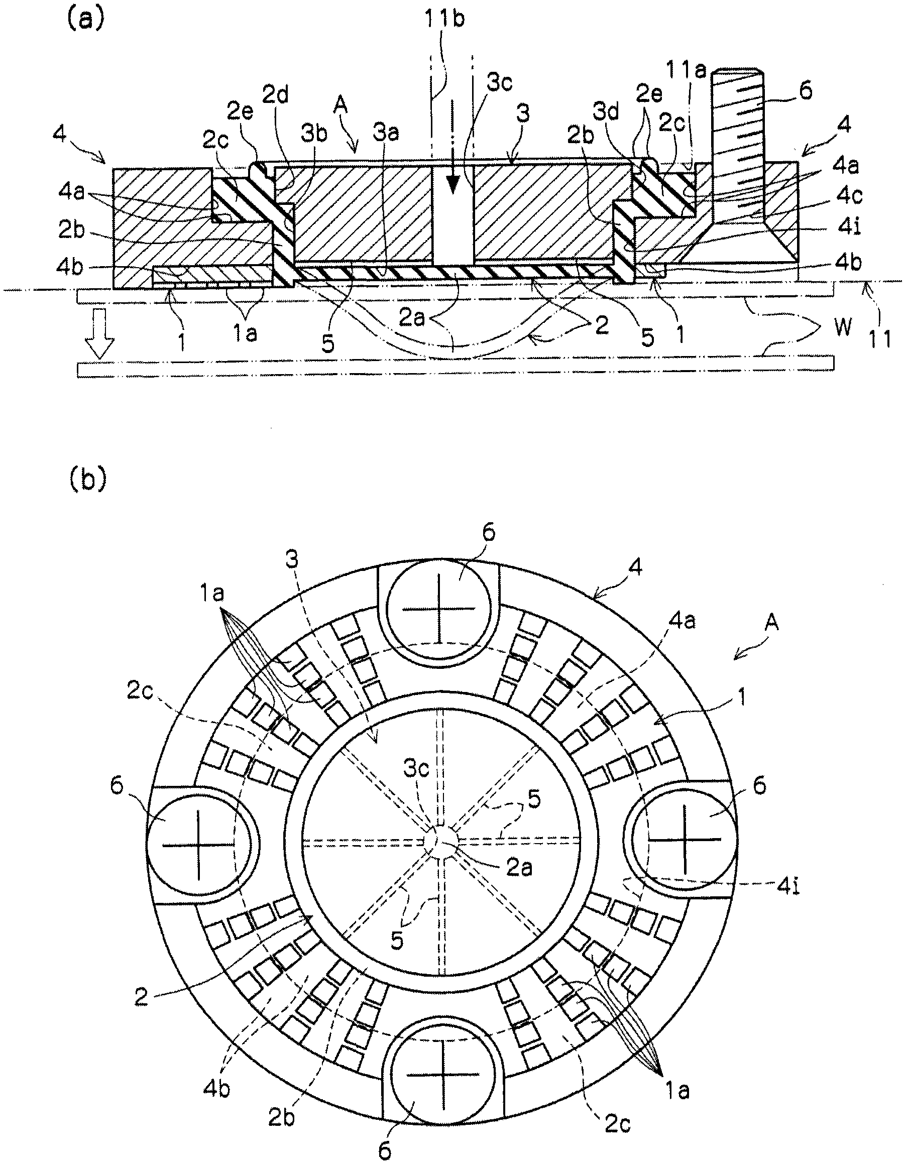 Working attaching chuck device and work piece laminating machine