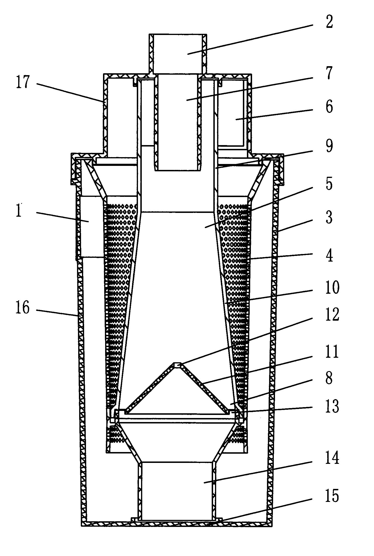 Pervasive dedusting device for a vacuum cleaner