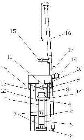 Multi-oil-cylinder lifting and rotation integrated type ocean hydraulic workover rig