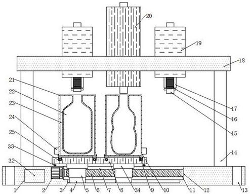 Blow molding device convenient to fix and for plastic bucket production and using method