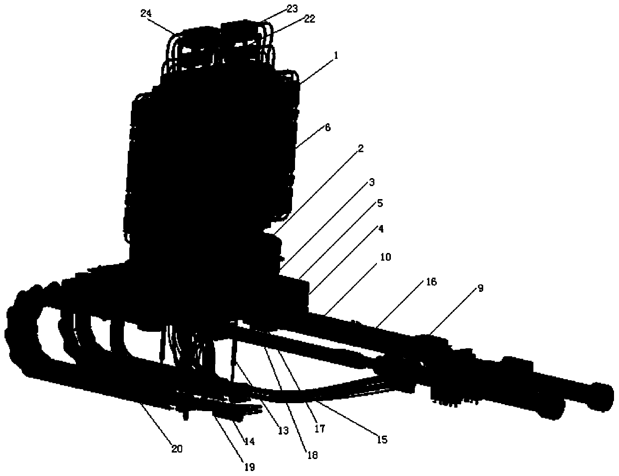 Middle plate structure of horizontal rotary disc opposite-injection machine