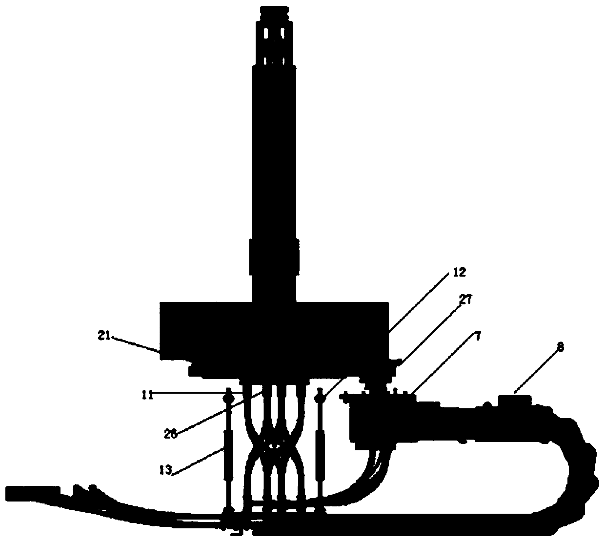 Middle plate structure of horizontal rotary disc opposite-injection machine