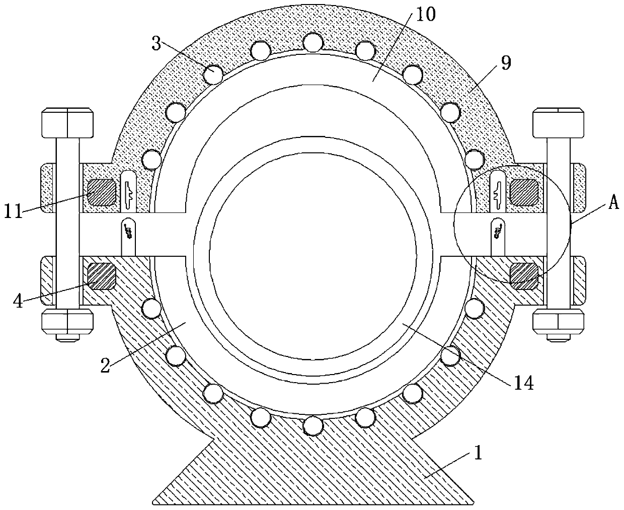 Self-locking universal-adjustable fixing device for sewage pipeline