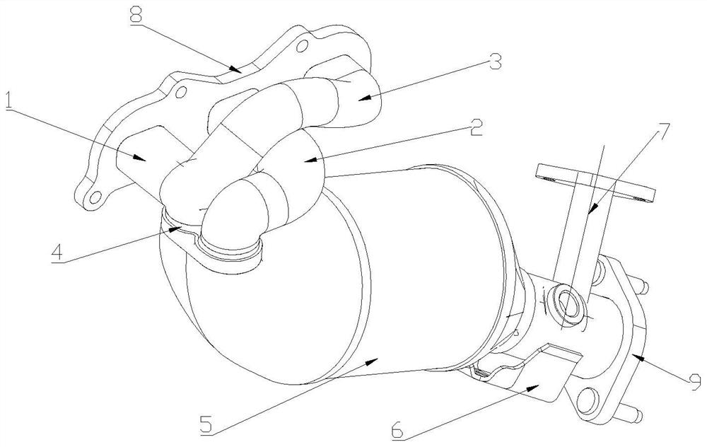 Upright rear-drive tight coupling type exhaust manifold