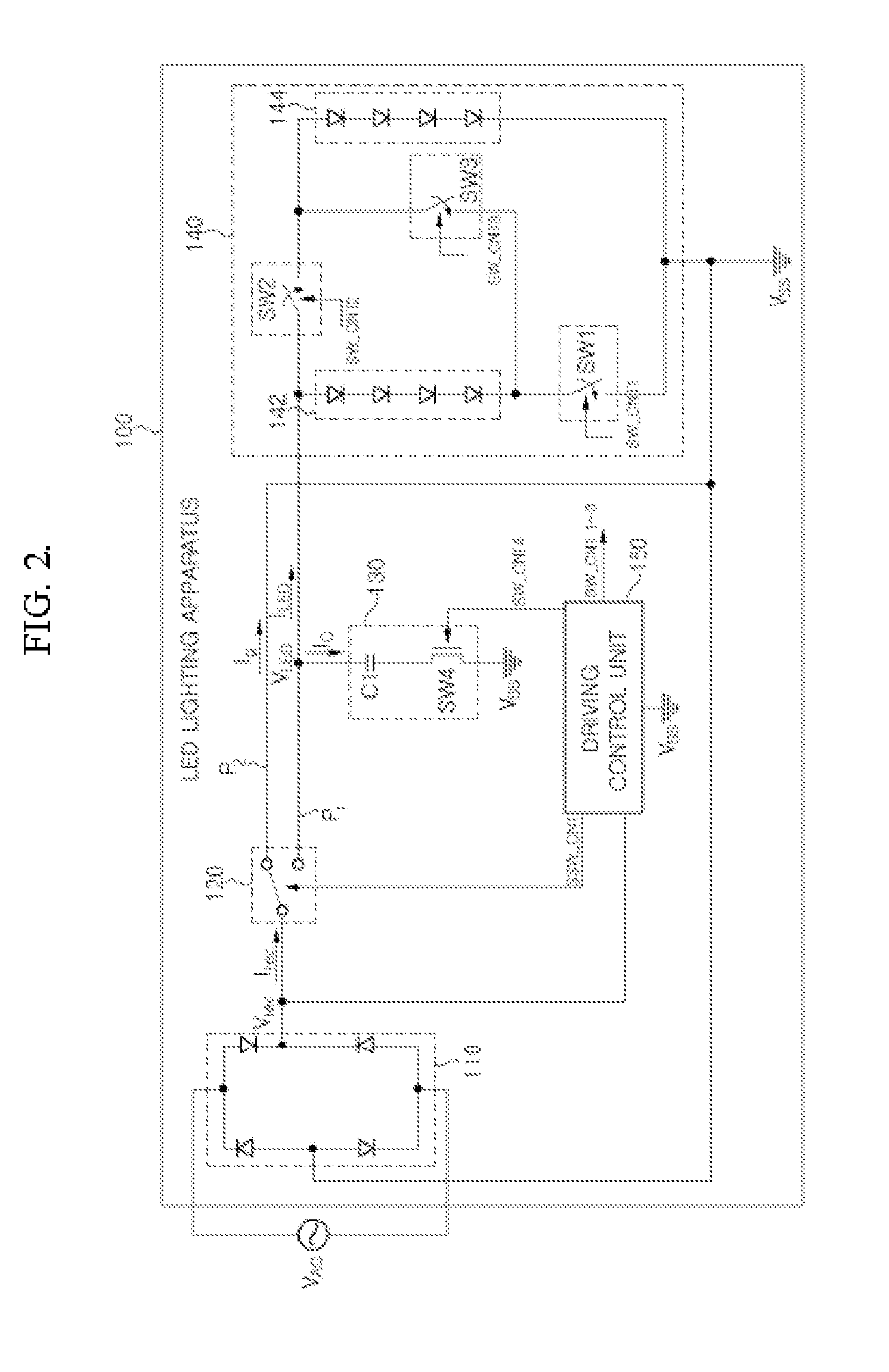 LED lighting apparatus with improved total harmonic distortion in source current