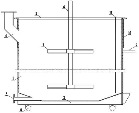 Transshipping tank with stirring function