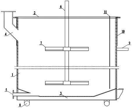 Transshipping tank with stirring function