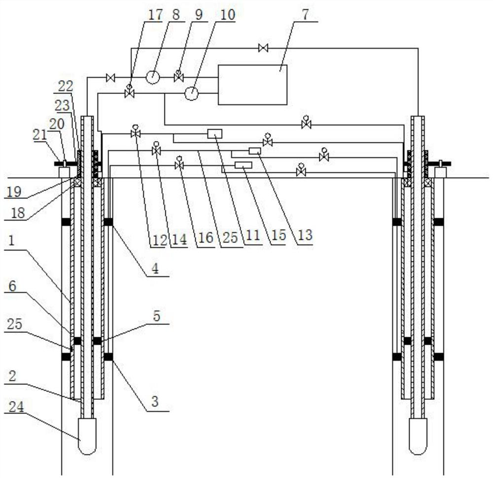 Vacuum and pressure composite underground water source heat pump recharge device