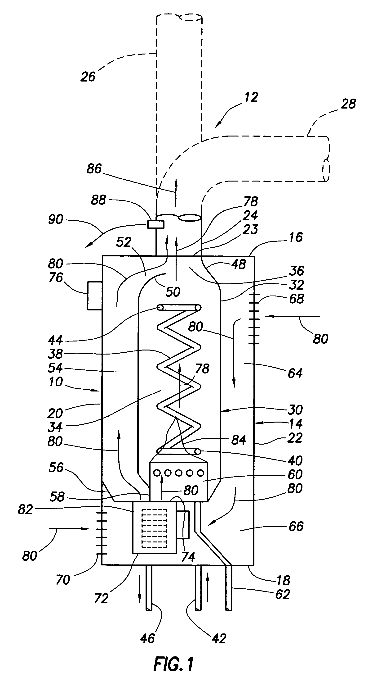 Instantaneous fuel-fired water heater with low temperature plastic vent structure