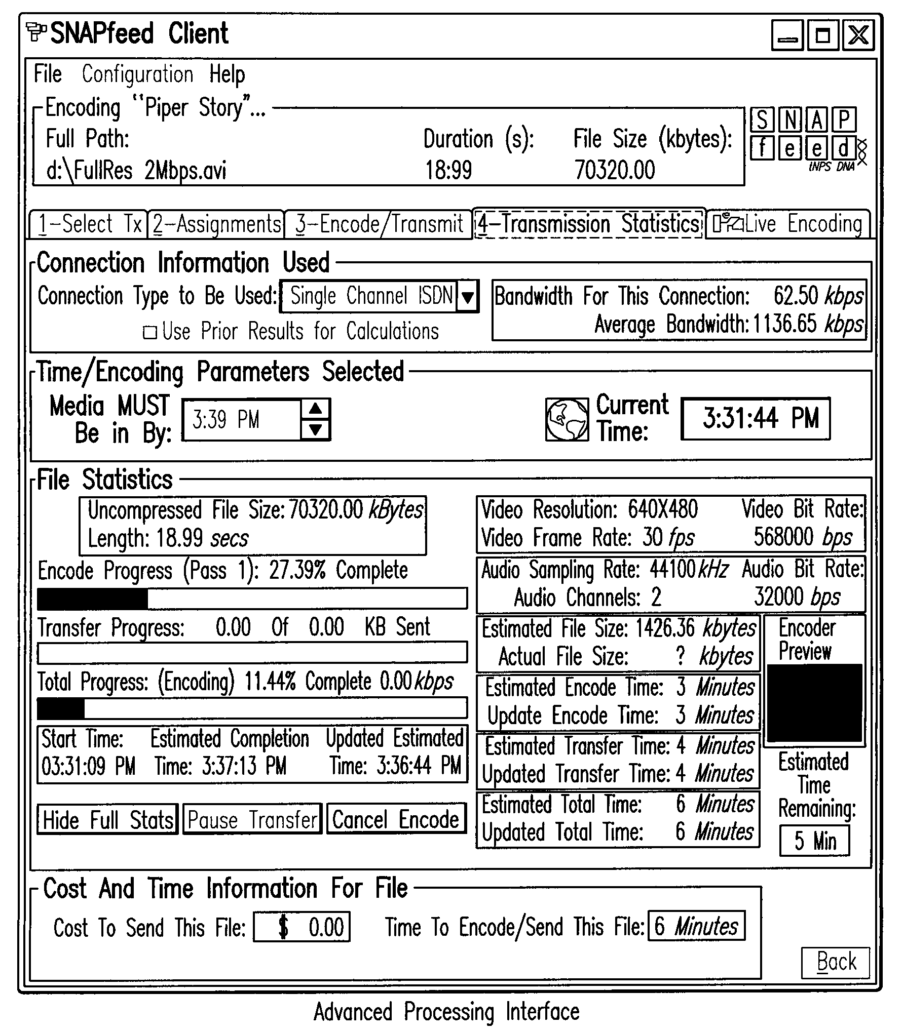 Automatic selection of encoding parameters for transmission of media objects