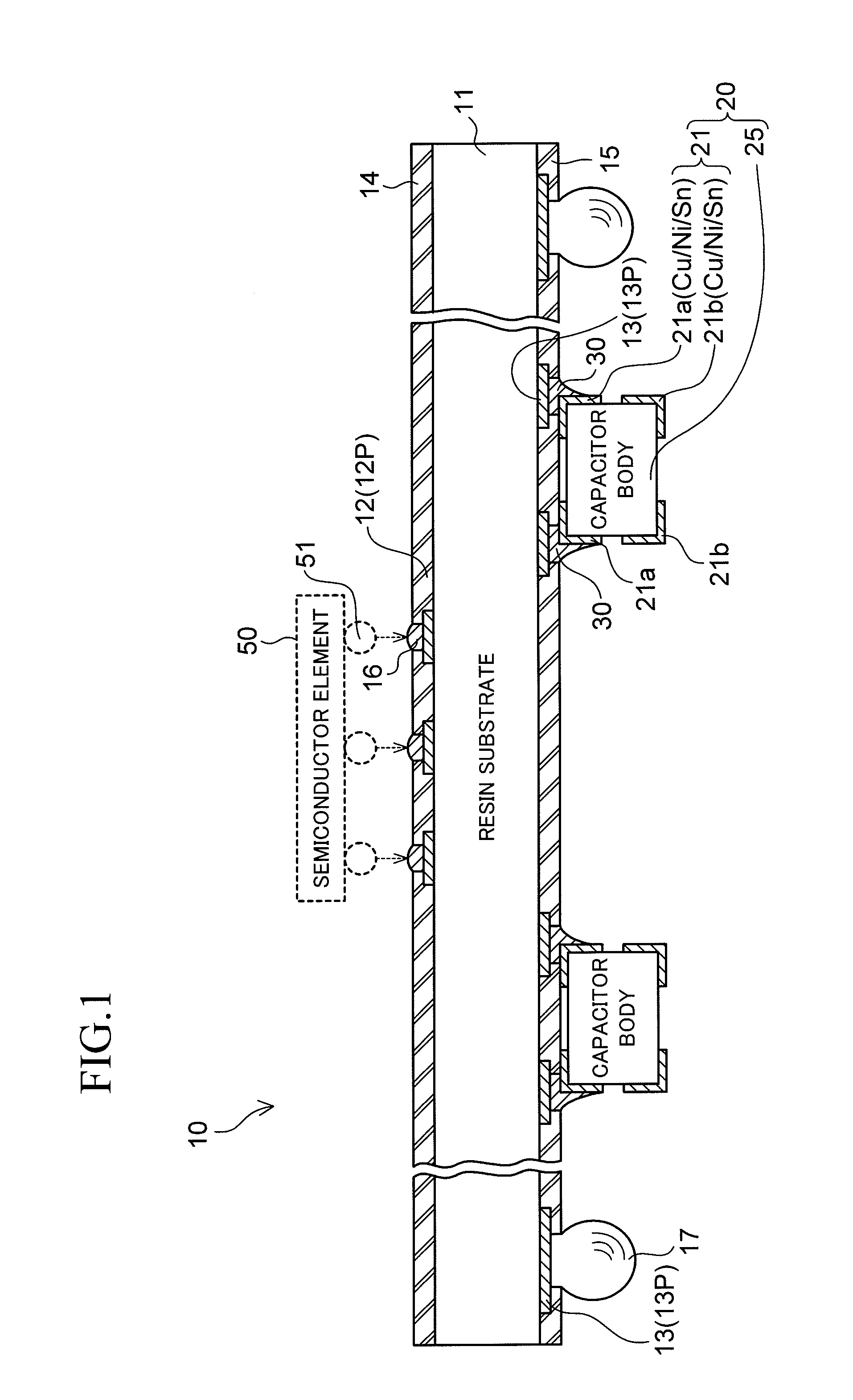 Chip component mounted wiring board