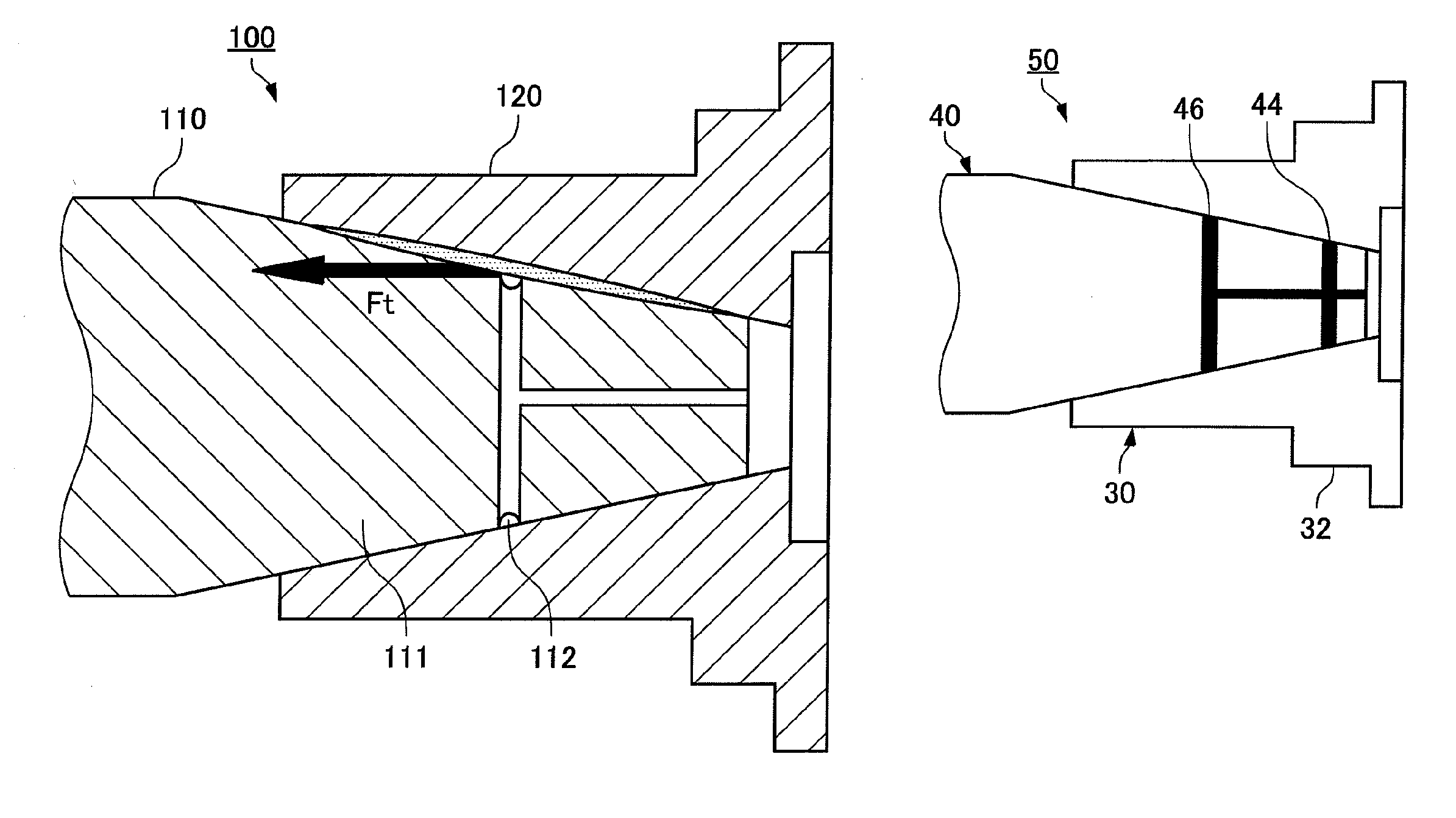 Tapered coupling structure and rotating machine