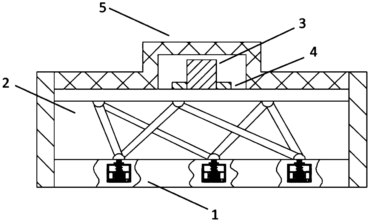 A vibration-absorbing power generation device based on the principle of inverse magnetostriction