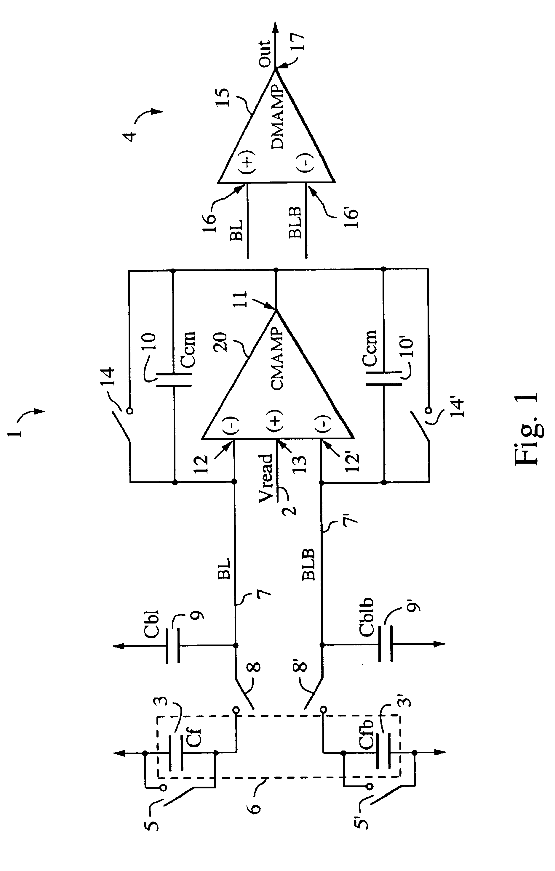 Differential capacitance sense amplifier