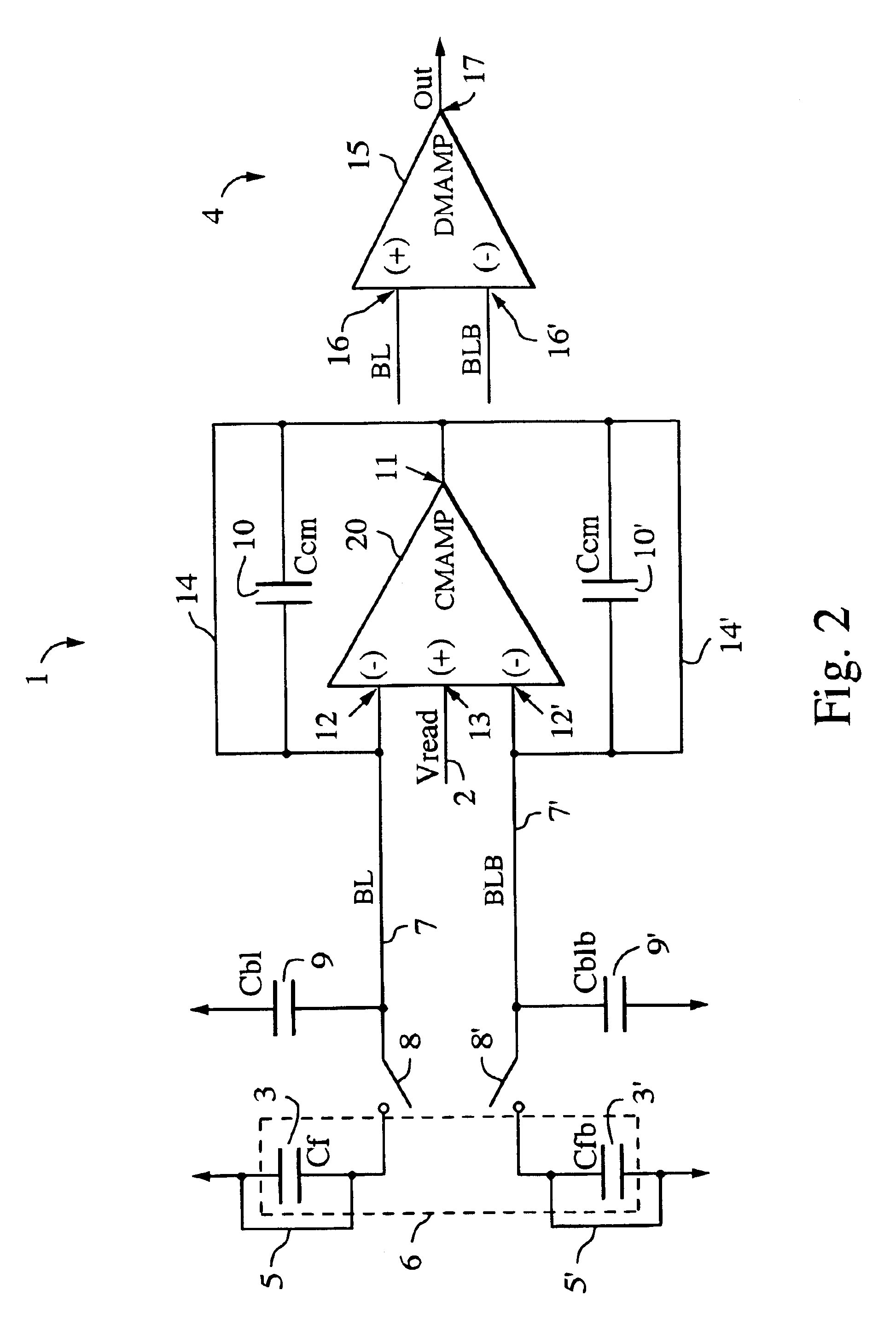 Differential capacitance sense amplifier