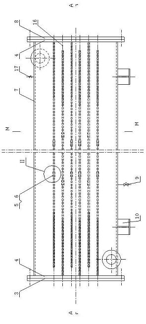 A shell and tube sewage heat exchanger