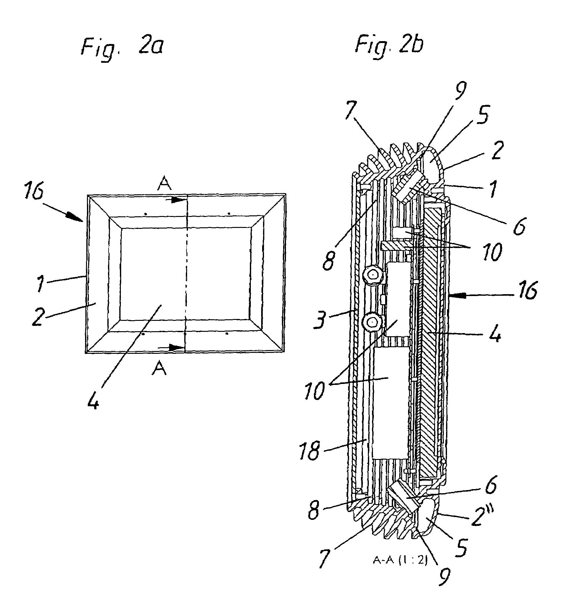 Cooled computer casing display frame