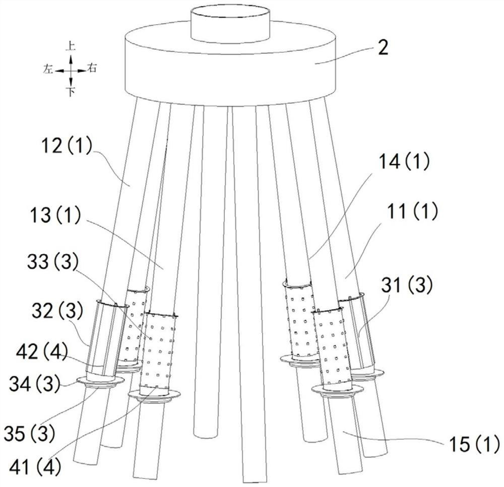 Offshore wind power multi-pile foundation