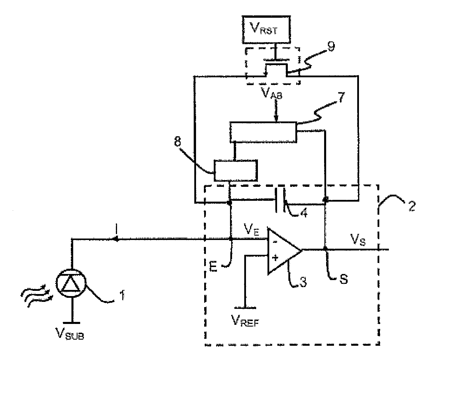 Detection circuit with improved anti-blooming circuit