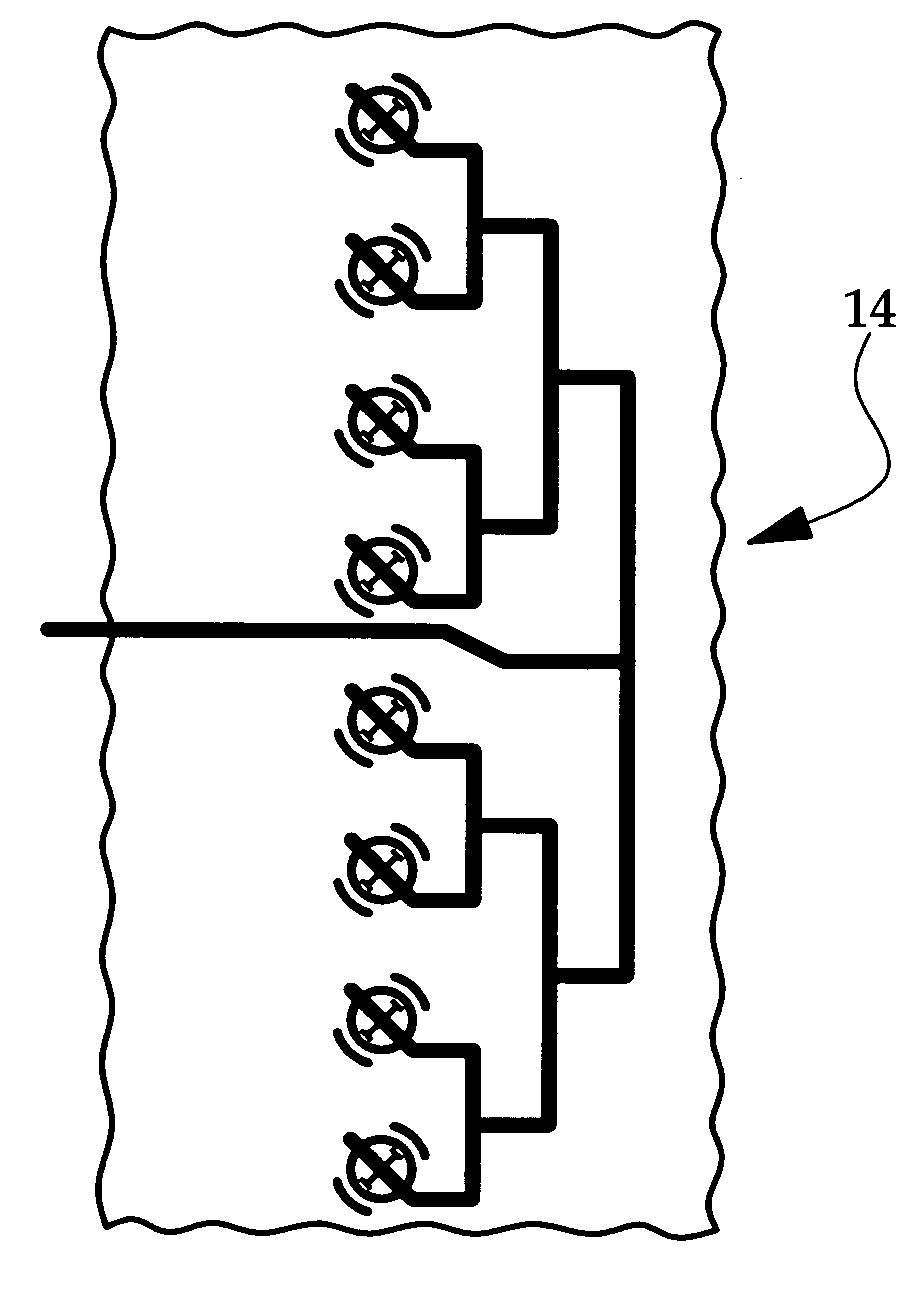 Linear polarization planar microstrip antenna array with circular patch elements and co-planar annular sector parasitic strips