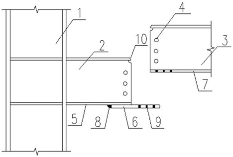 A method for determining the length of the spliced ​​plate of the lower flange of the beam-column upper welded lower bolt joint based on the energy dissipation target