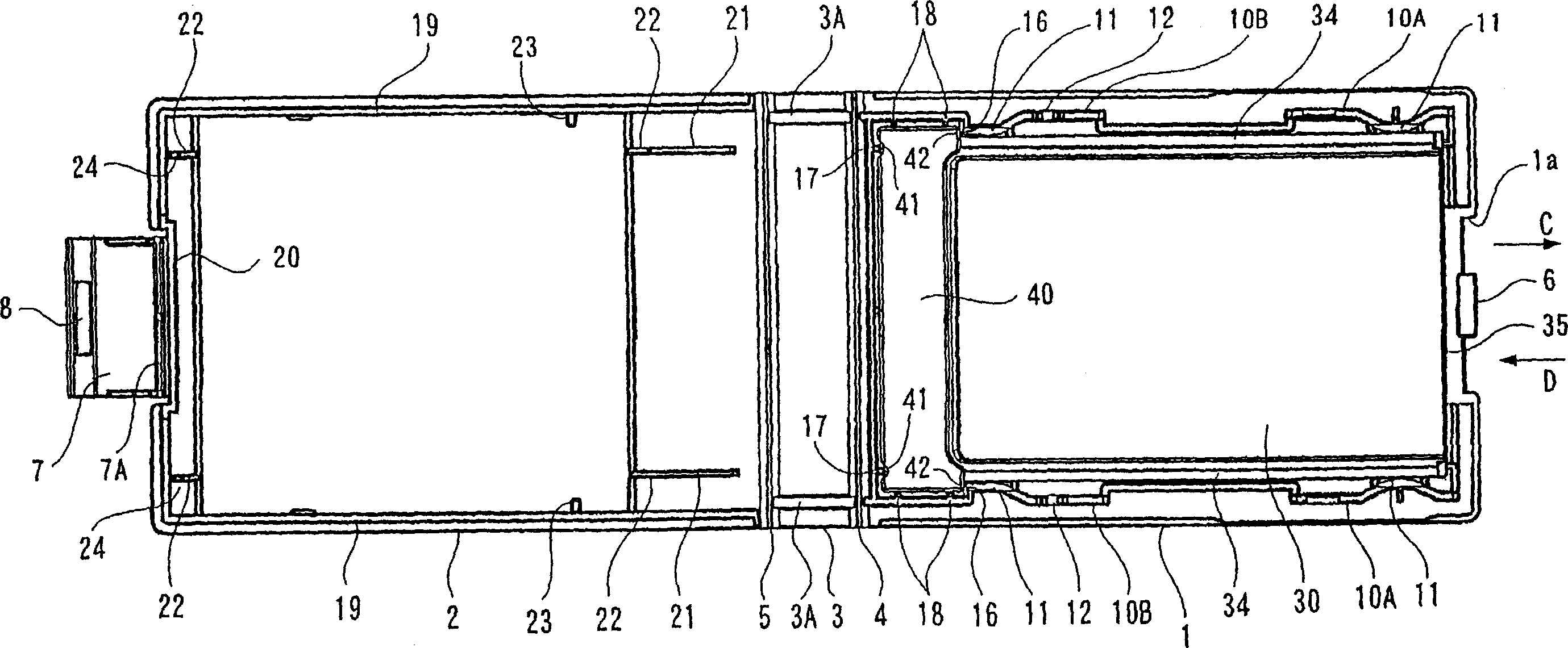 Case of card-type portable information processor