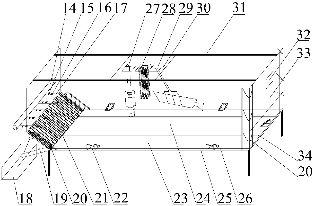 A granularity analysis test device simulating tailing dam hydraulic sorting and an application method thereof