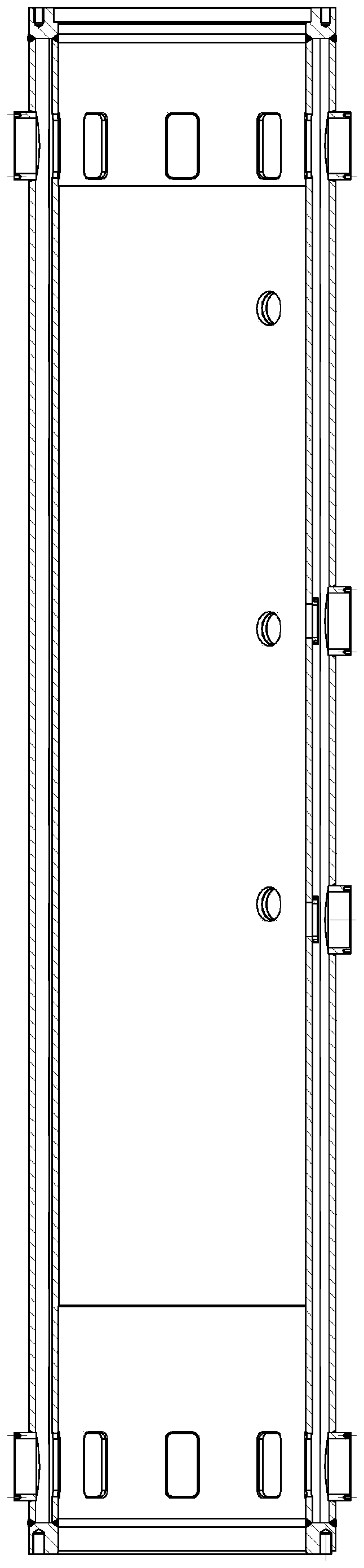 Large thin-wall double-layer cylinder deep hole machining device and machining method thereof