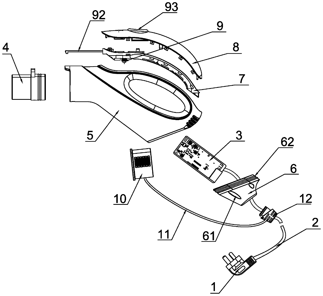 Electric vehicle alternating current charging gun with integrated control circuit hidden in gun body