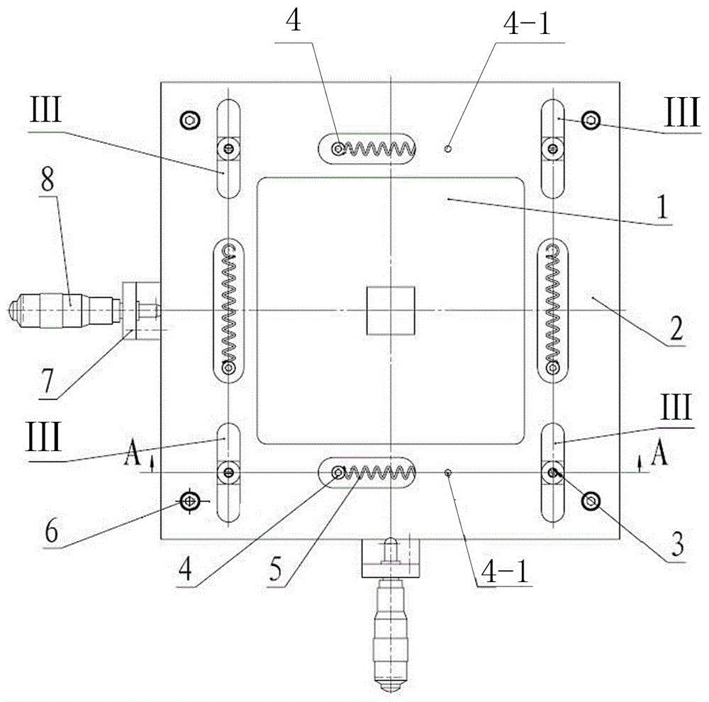 Manual or semi-automatic table three-dimensional adjustment device