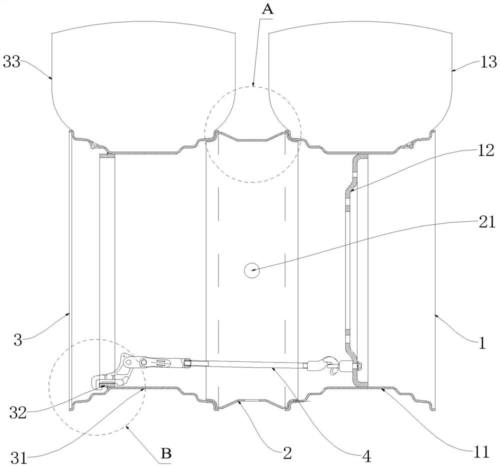 Wheel set mechanism for installing double tires and tractor