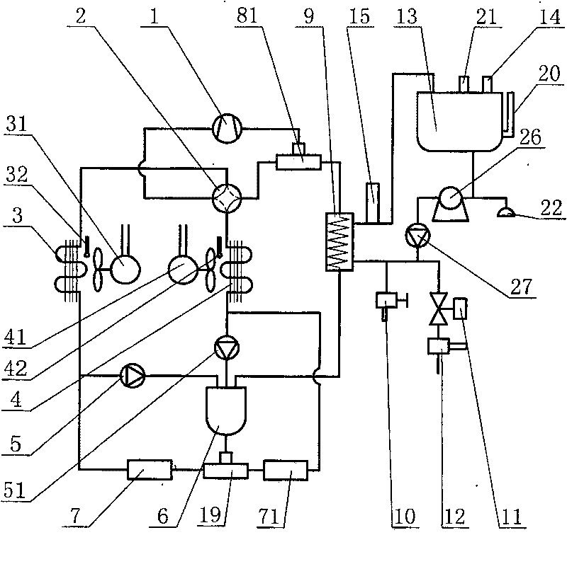 Air-conditioning water heater set