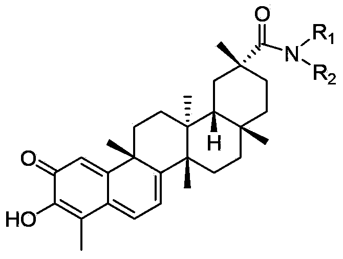 Tripterine derivative, biogenetic salt of derivative, and preparation method and application of biogenetic salt