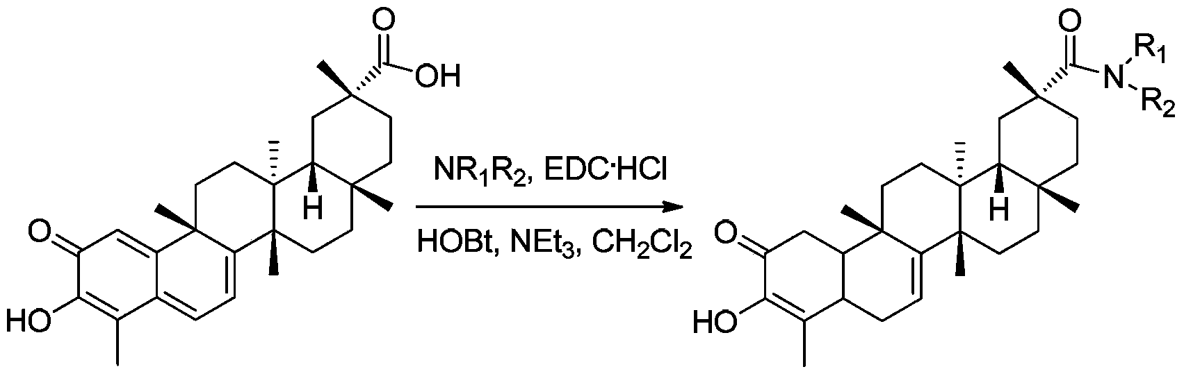 Tripterine derivative, biogenetic salt of derivative, and preparation method and application of biogenetic salt