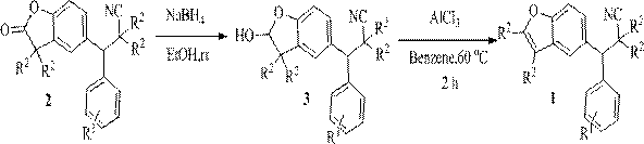 Synthetic method and application of cyanobenzofuran compound