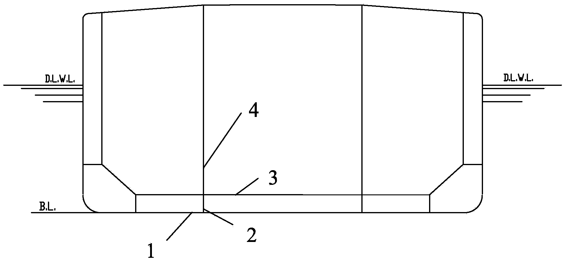 Ship with equant oblique double-layer bottoms