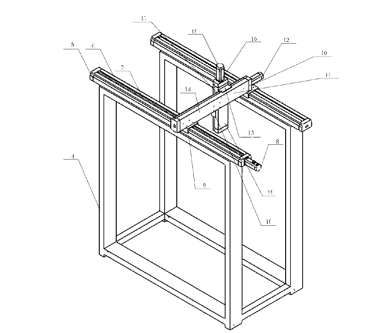 Three-dimensional automatic feeding, discharging and detecting device