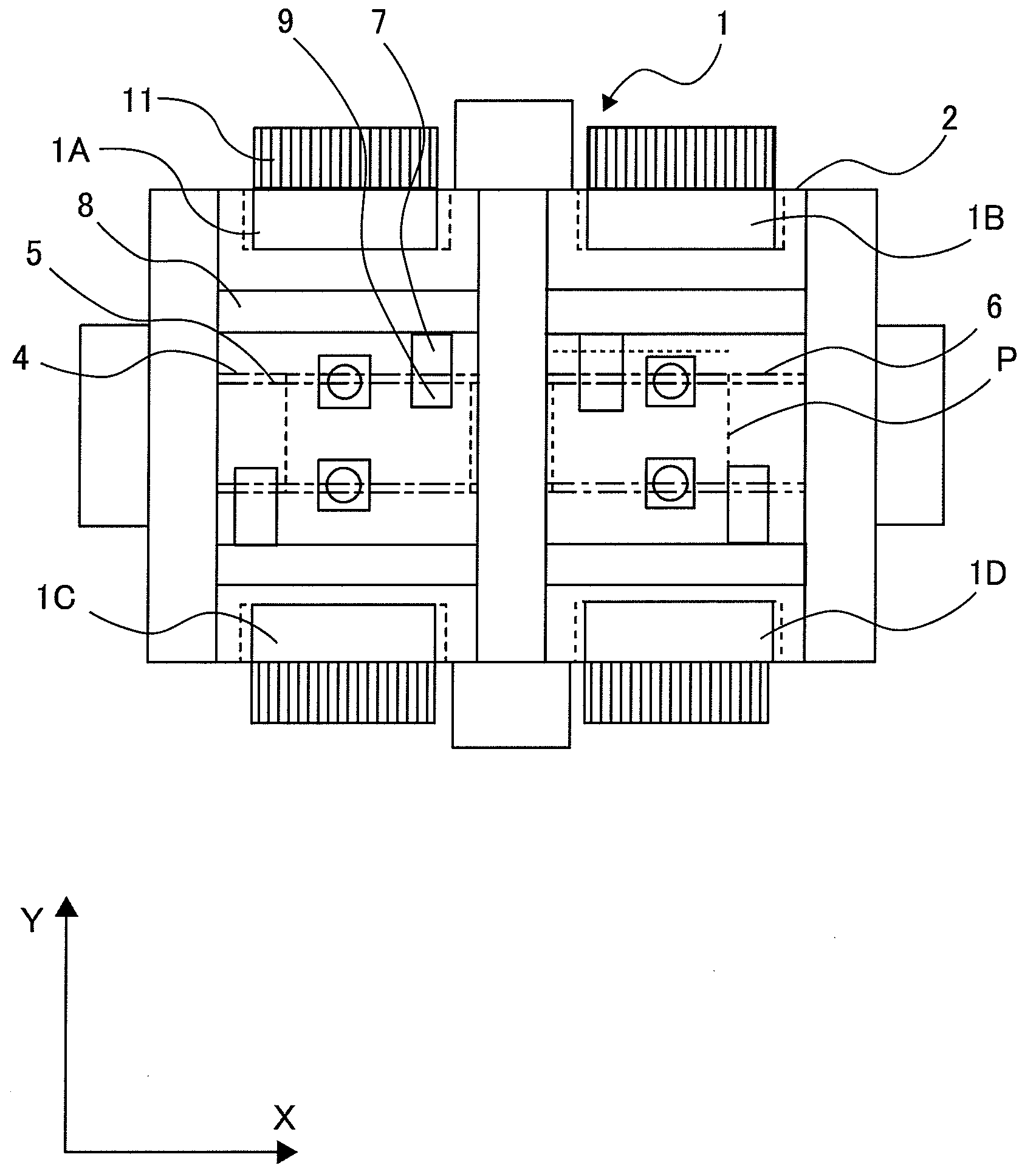 Installation head actuator for electronic parts and installation device for electronic parts