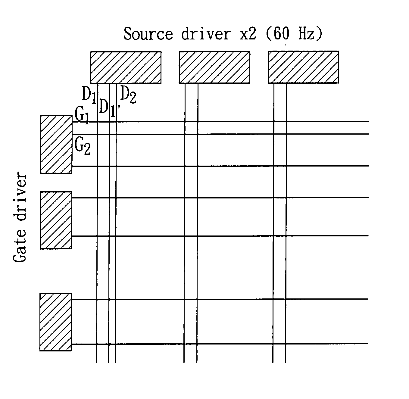 Liquid crystal display driving device of matrix structure type and its driving method