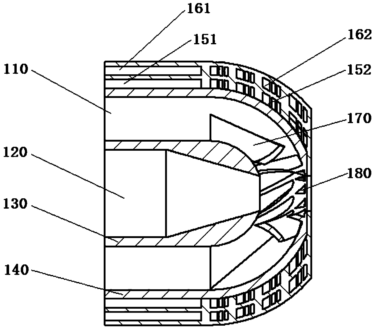 Ear cap type high-temperature-resistant premixed combustion nozzle and control method thereof