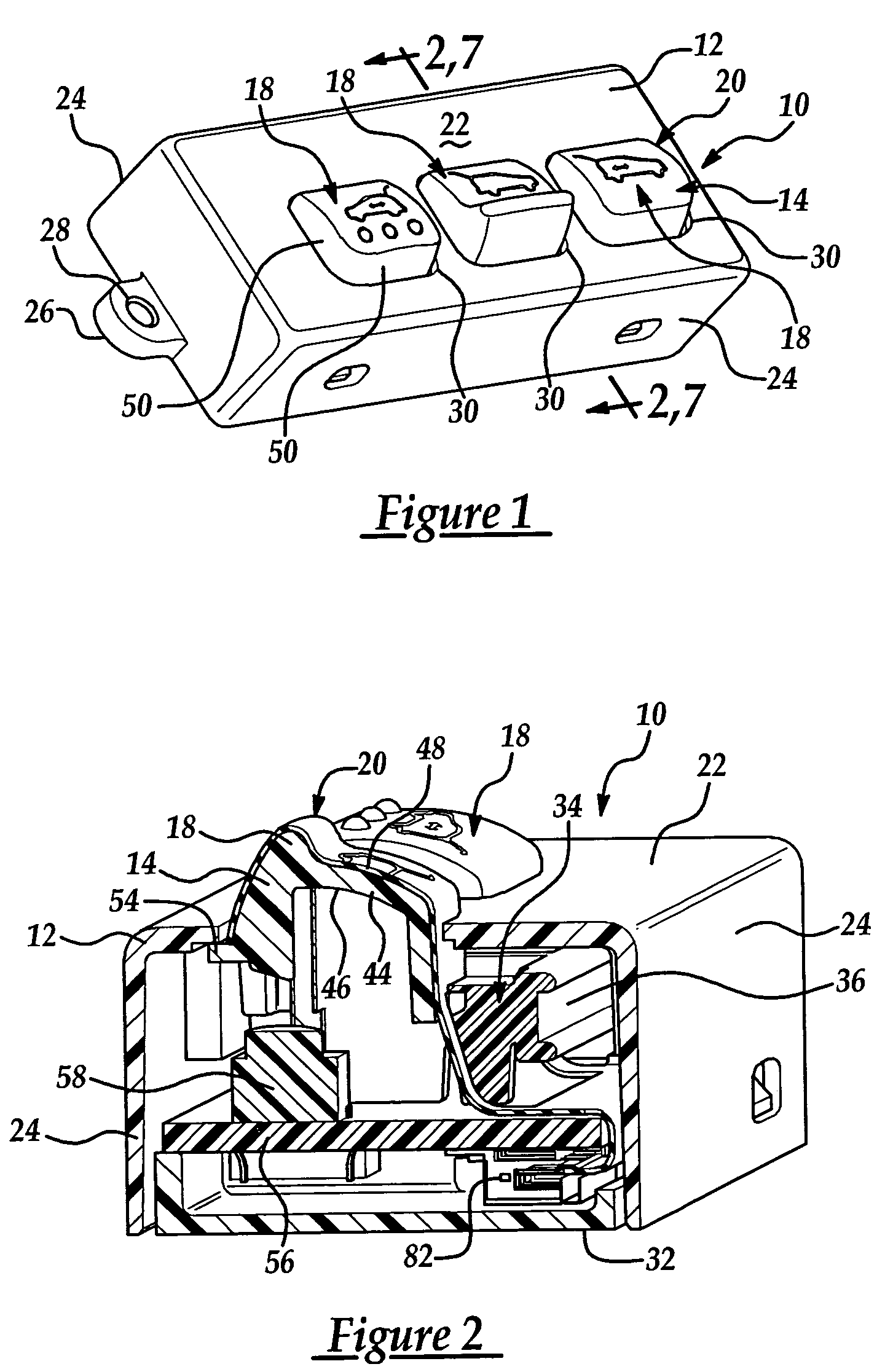 Control panel assembly with moveable illuminating button and method of making the same