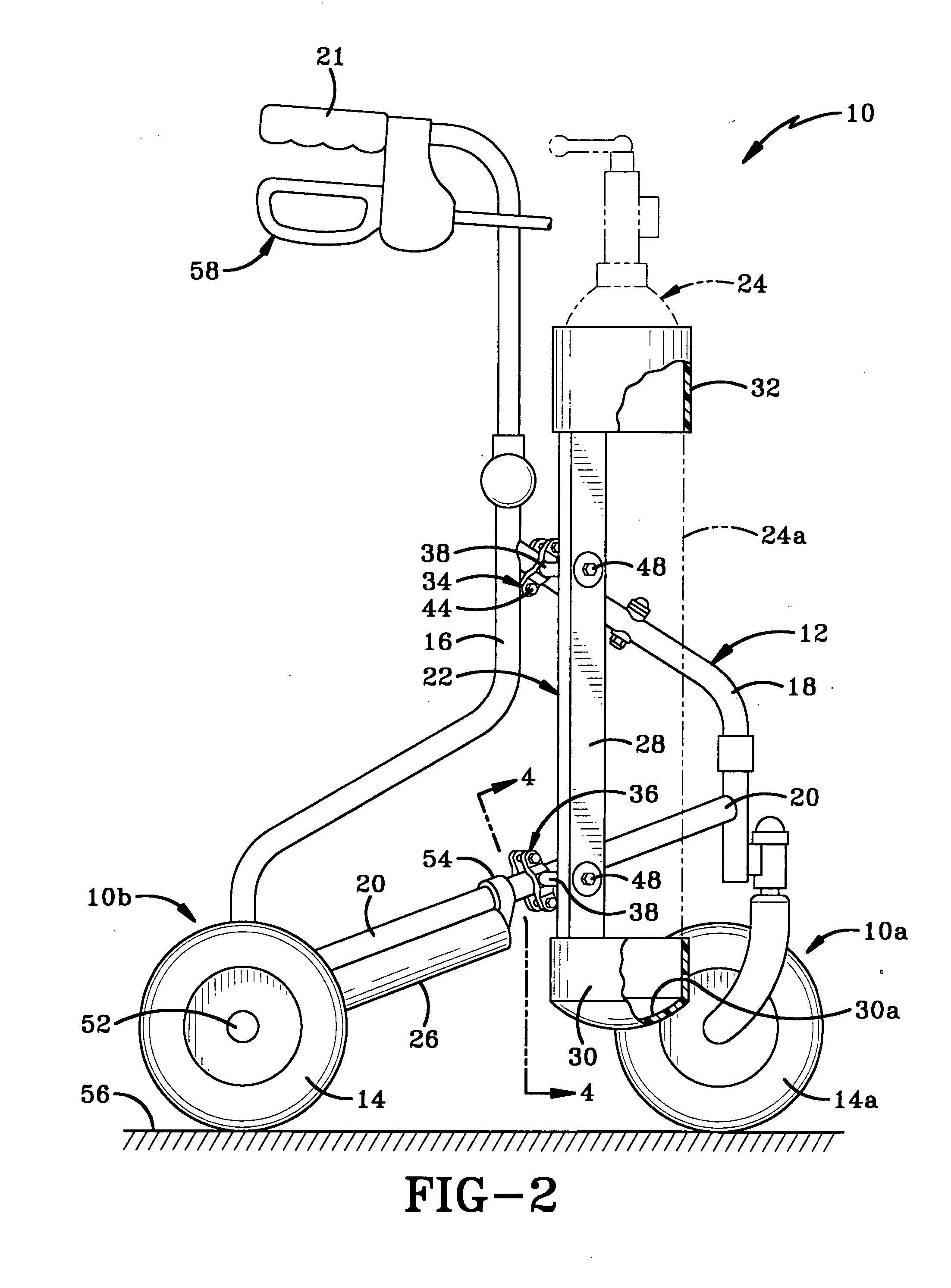 Walker including supports for carrying oxygen bottles