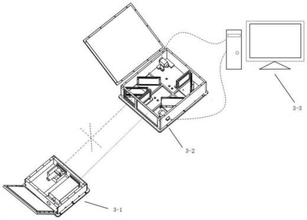 Large-scale structure space deformation measuring device and method with reference light beam capable of non-linearly passing across obstacles